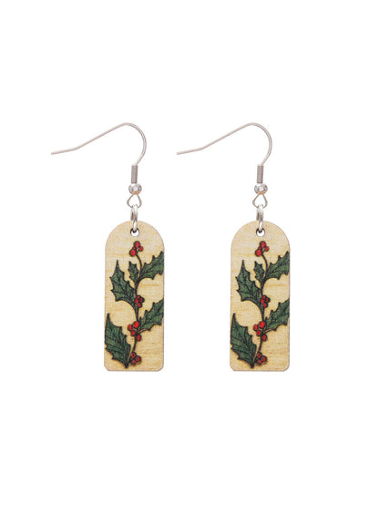 Christmas Wooden Earrings Snowman And Tree Style