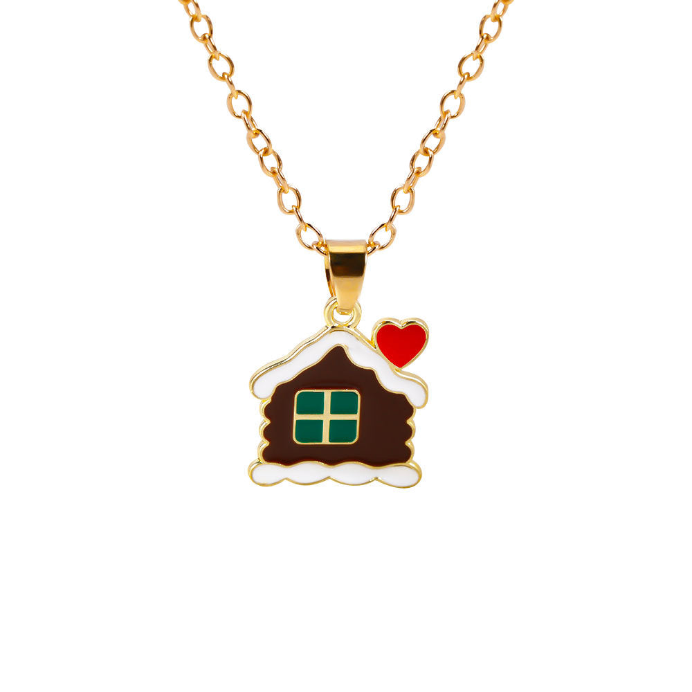 Christmas Alloy Santa Claus Tree Pendant Necklace