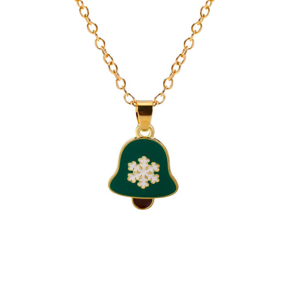 Christmas Alloy Santa Claus Tree Pendant Necklace