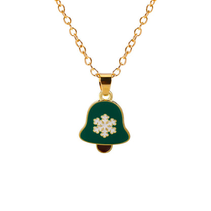 Christmas Alloy Santa Claus Tree Pendant Necklace