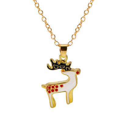 Christmas Alloy Santa Claus Tree Pendant Necklace