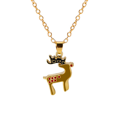 Christmas Alloy Santa Claus Tree Pendant Necklace