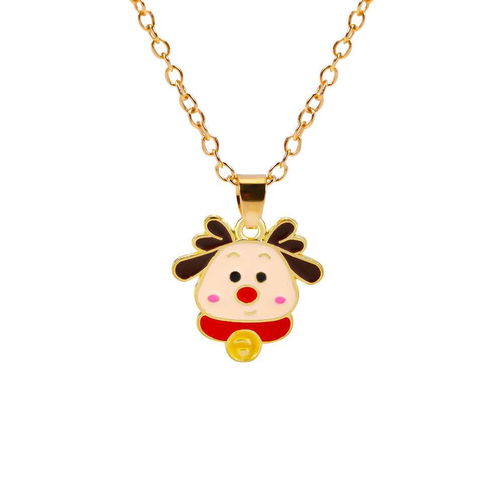 Christmas Alloy Santa Claus Tree Pendant Necklace