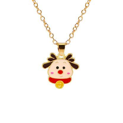 Christmas Alloy Santa Claus Tree Pendant Necklace