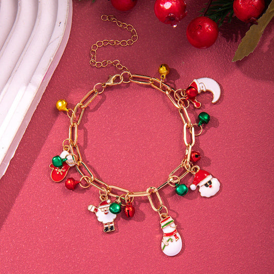 Christmas Soft Pottery Snowflake Elk Bell Bracelet