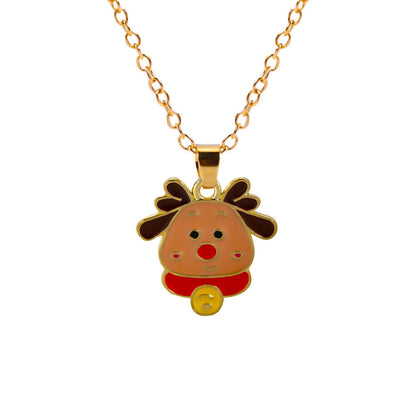 Christmas Alloy Santa Claus Tree Pendant Necklace