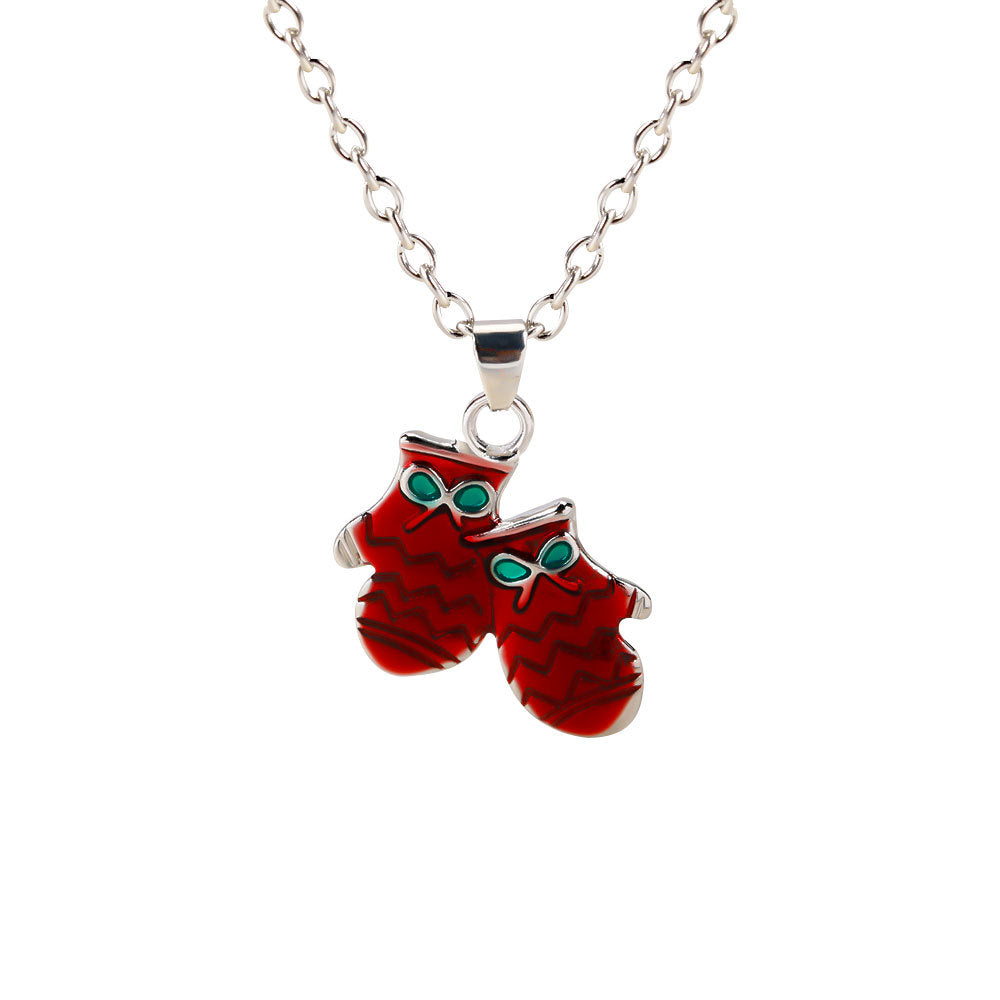 Christmas Alloy Santa Claus Tree Pendant Necklace