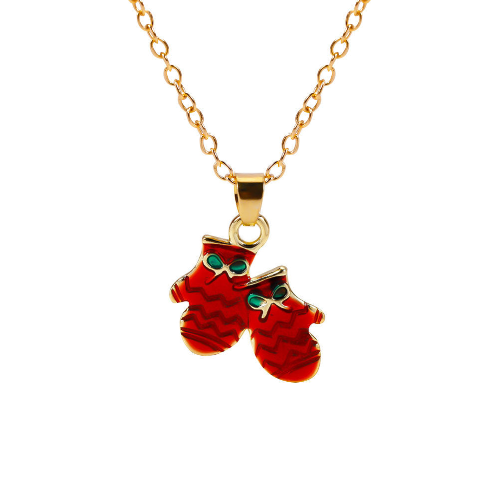 Christmas Alloy Santa Claus Tree Pendant Necklace