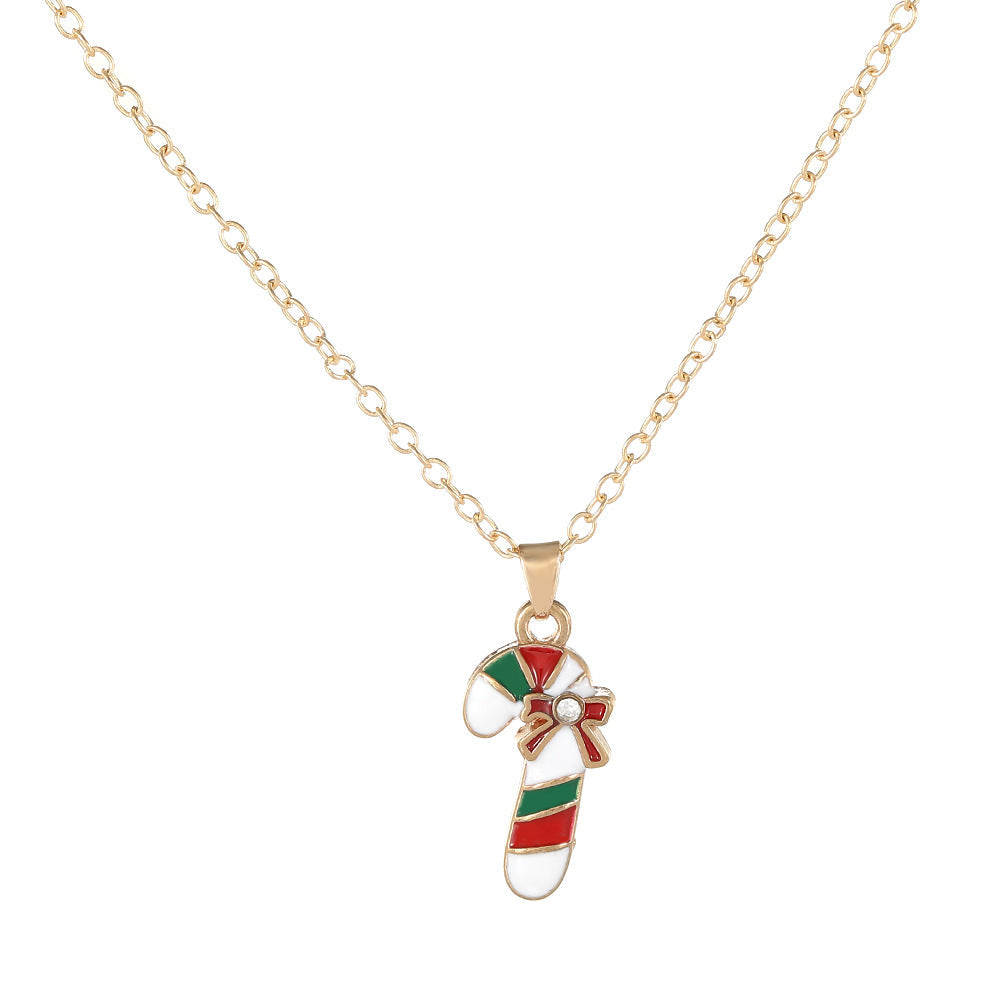 Christmas Alloy Santa Claus Tree Pendant Necklace