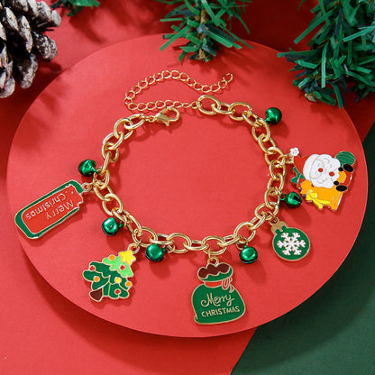 Christmas Soft Pottery Snowflake Elk Bell Bracelet