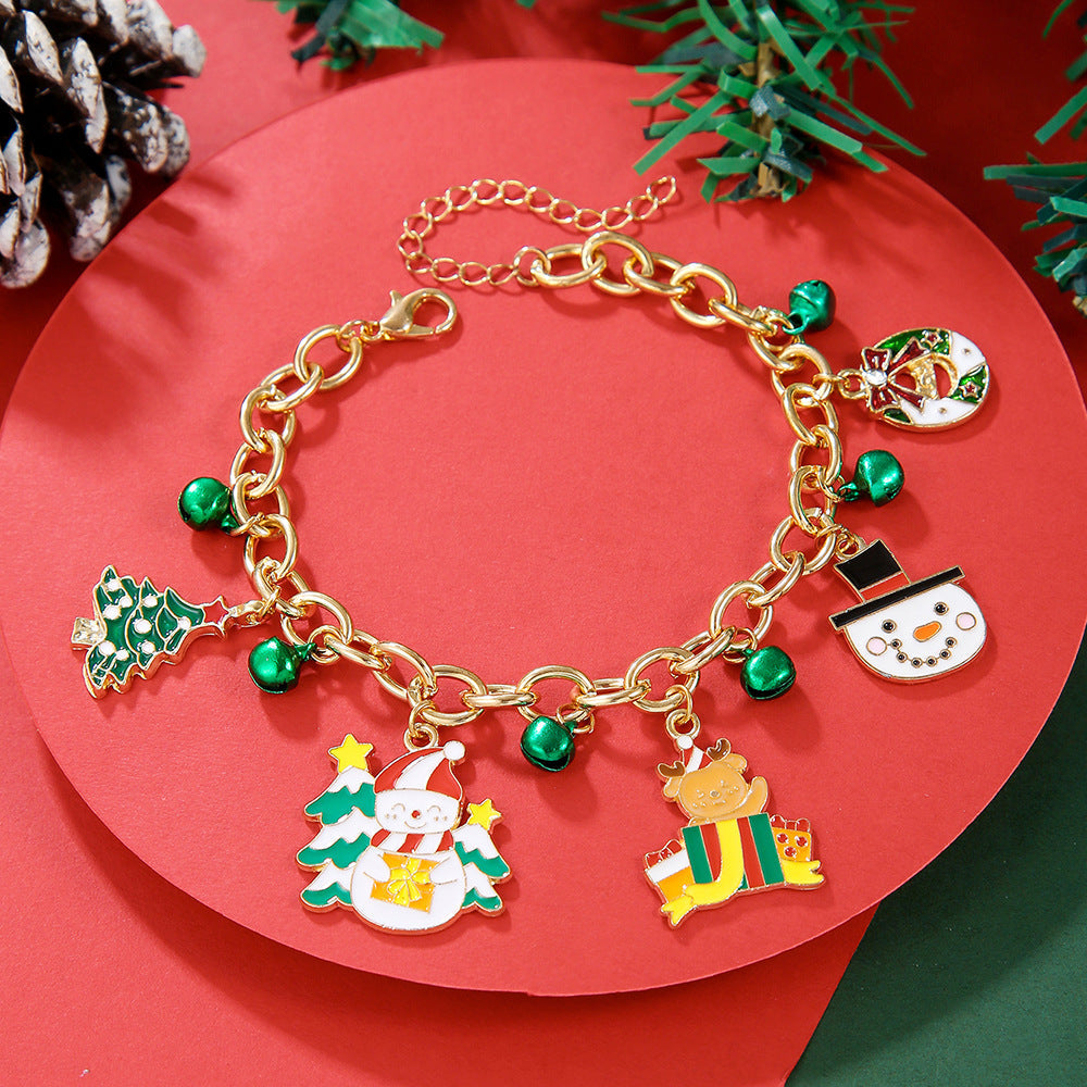 Christmas Soft Pottery Snowflake Elk Bell Bracelet