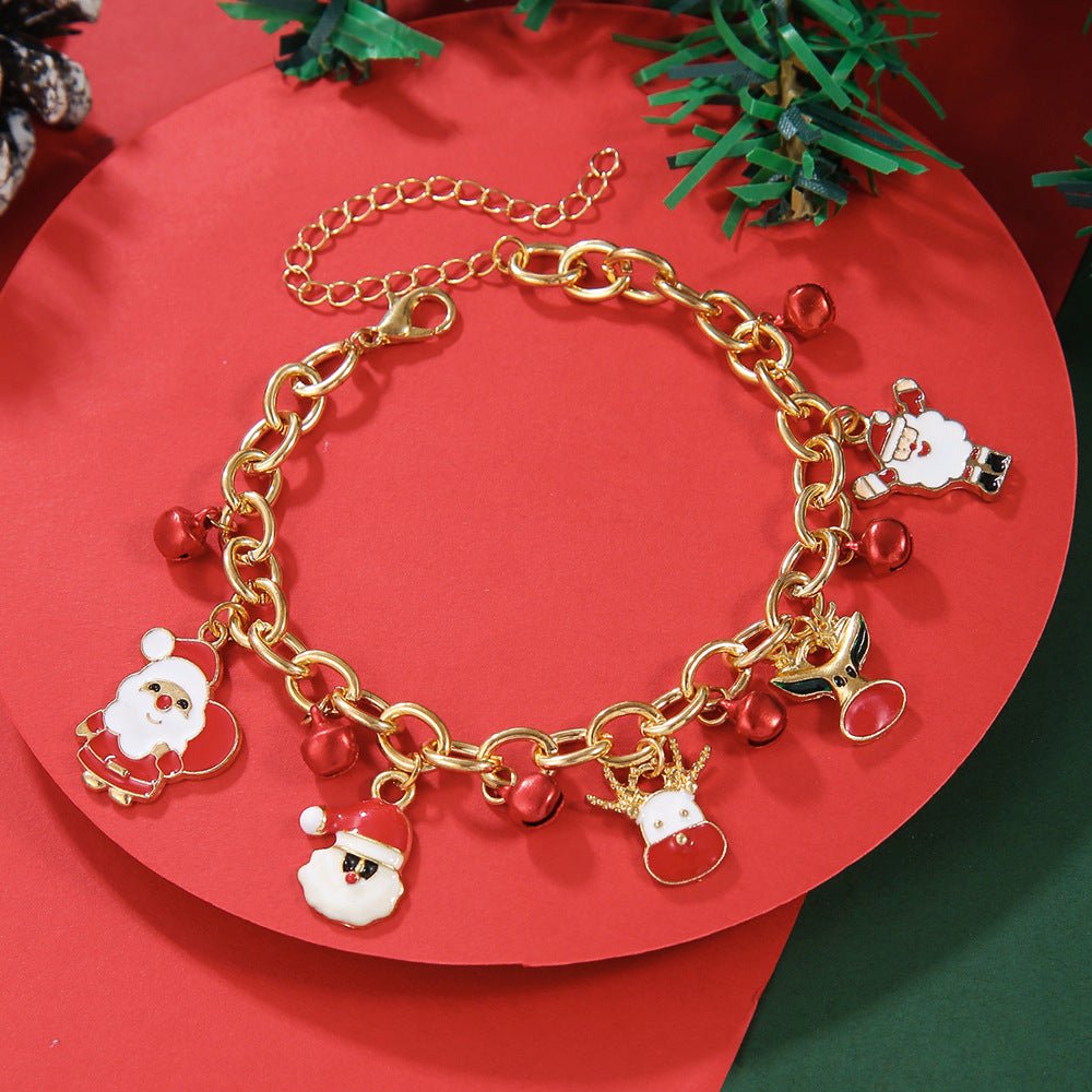 Christmas Soft Pottery Snowflake Elk Bell Bracelet