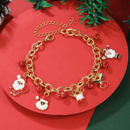 Christmas Soft Pottery Snowflake Elk Bell Bracelet
