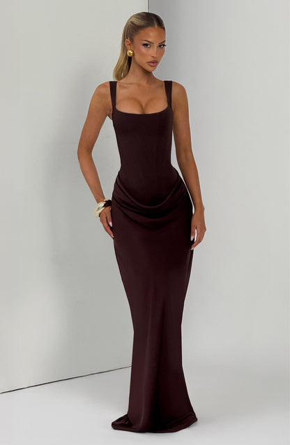 Cornelia Maxi Dress - Plum Brown