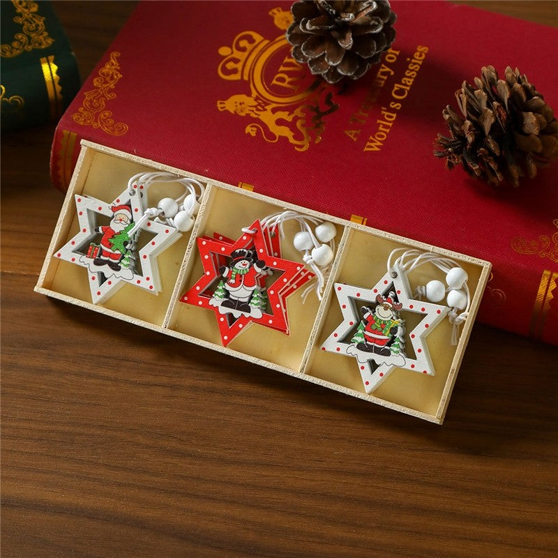 Cartoon Wooden Painted Pendant In Box