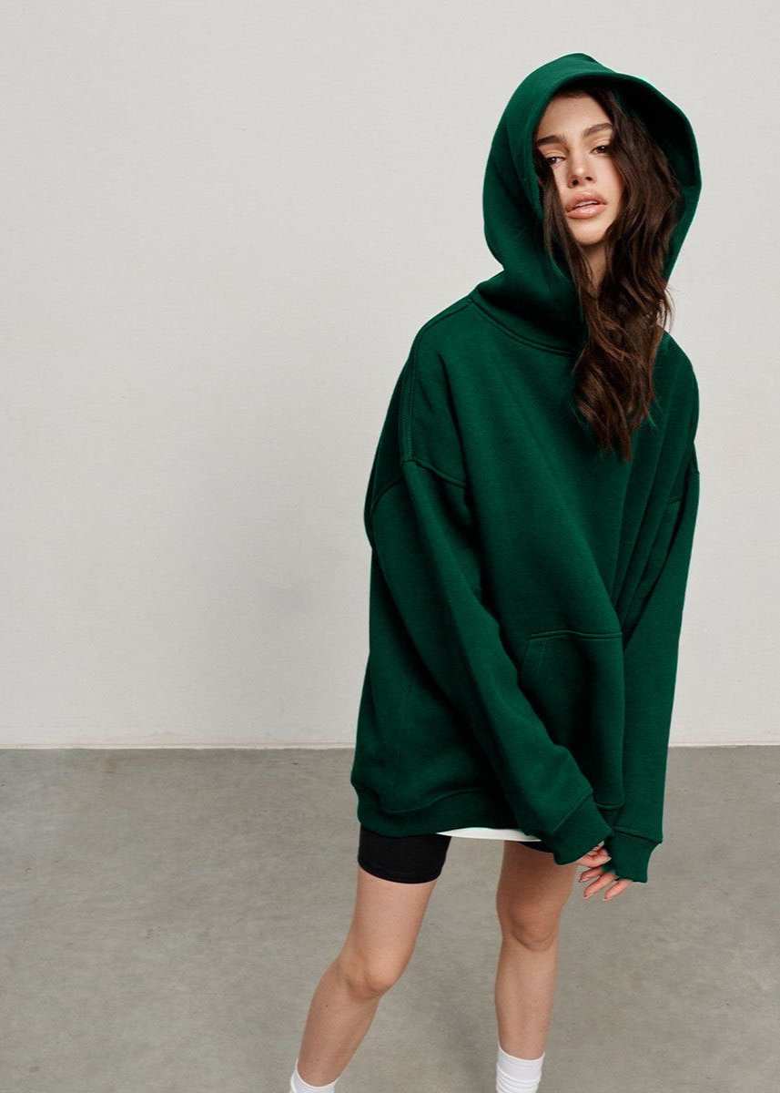 Oversized Polar Fleece Hoodie With Kangaroo Pocket