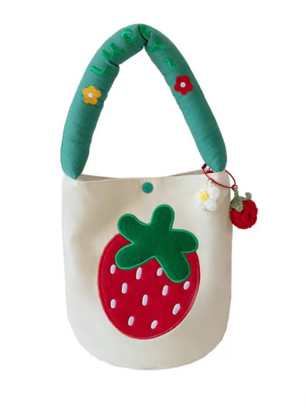 Cartoon Strawberry Bucket Bag