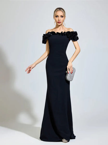 Celeste Black Floral Maxi Dress