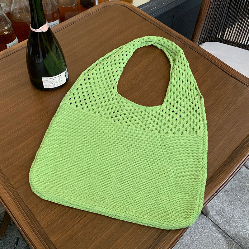 Crochet Tote Bag Women's Shoulder Bag With Mesh