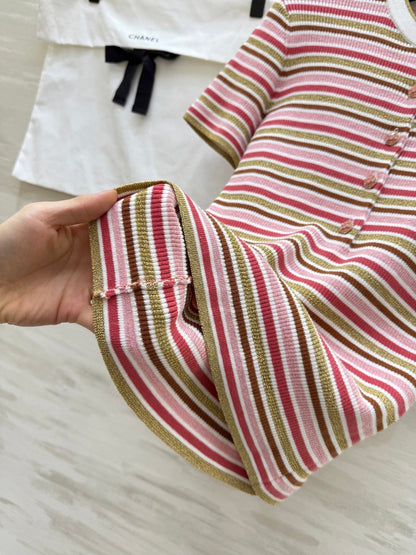 CC Button-down Striped Knit Sweater 344736