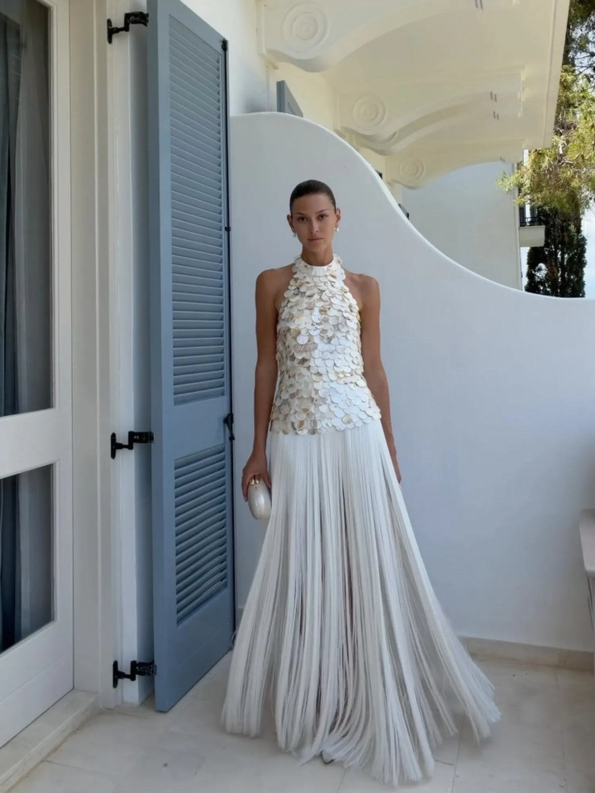 Calliope Halter Fringe Maxi Dress
