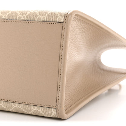 GG Supreme Monogram Textured Dollar Calfskin Small Retro Interlocking G Tote Bag Beige Mystic White Oatmeal