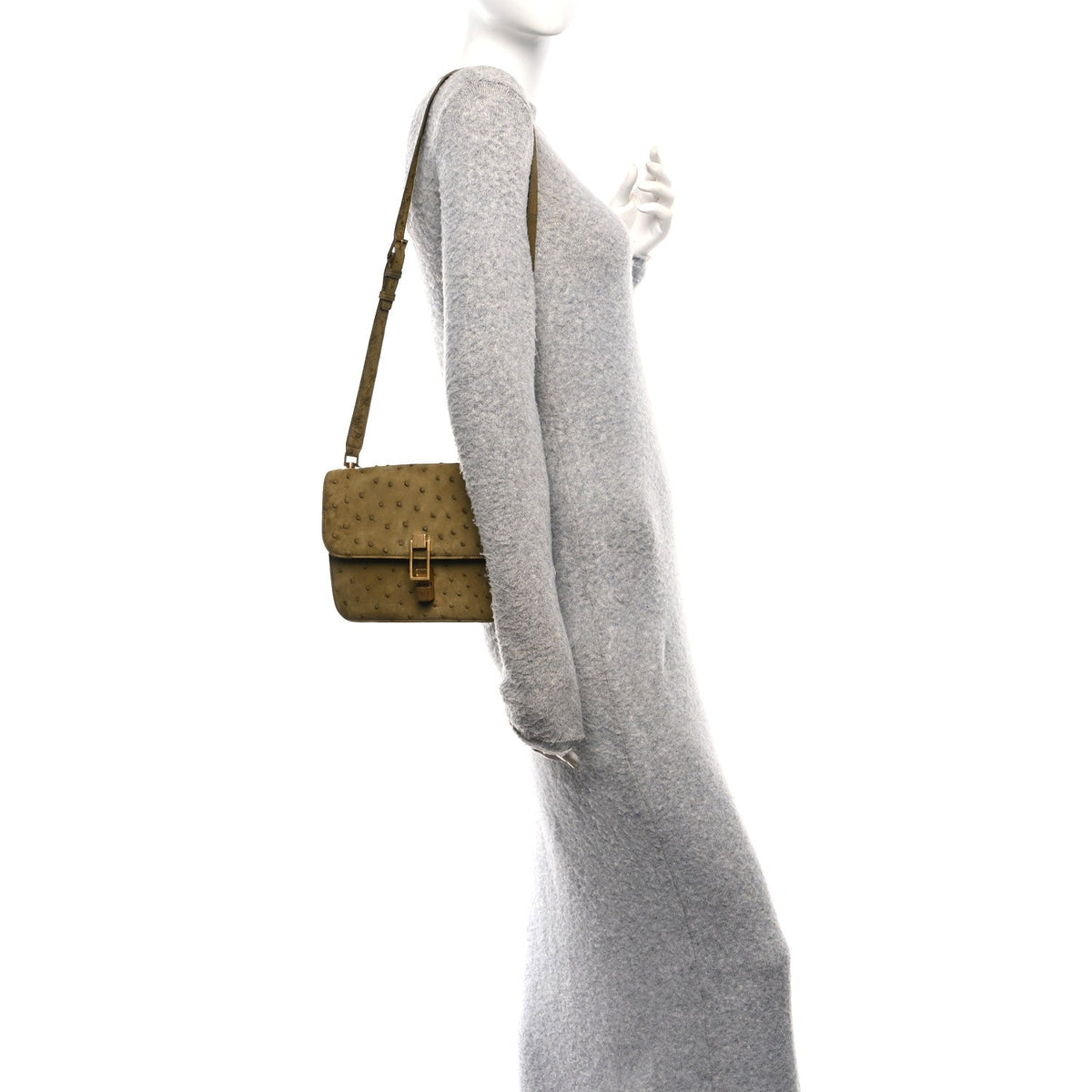 Ostrich Carre Satchel Green
