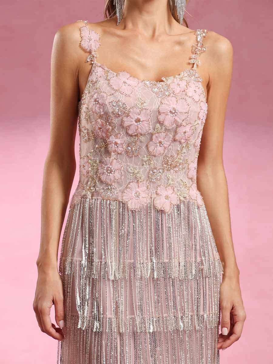 Coraline Diamond Fringe Maxi Dress