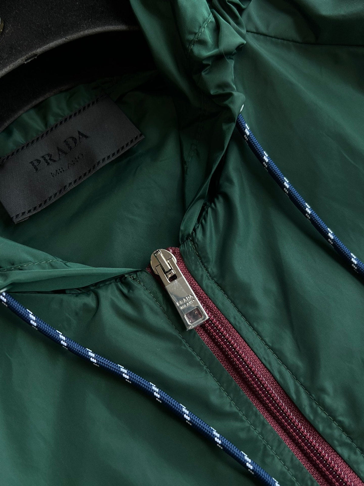 Prada 25 Hooded Jacket Turquoise Polyester