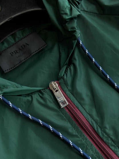 Prada 25 Hooded Jacket Turquoise Polyester
