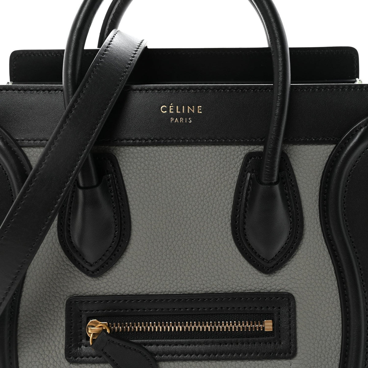Baby Grained Calfskin Nano Tri-Color Luggage Zinc Almond