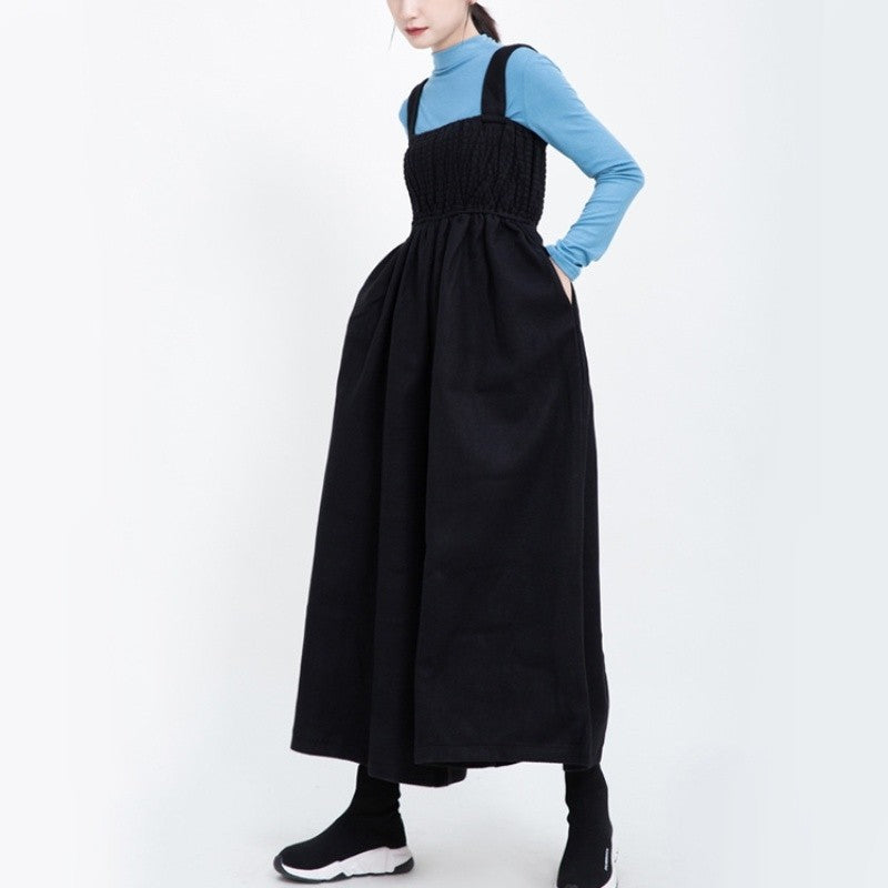 Cotton Polyester Wide Leg Suspenders Overalls Pants
