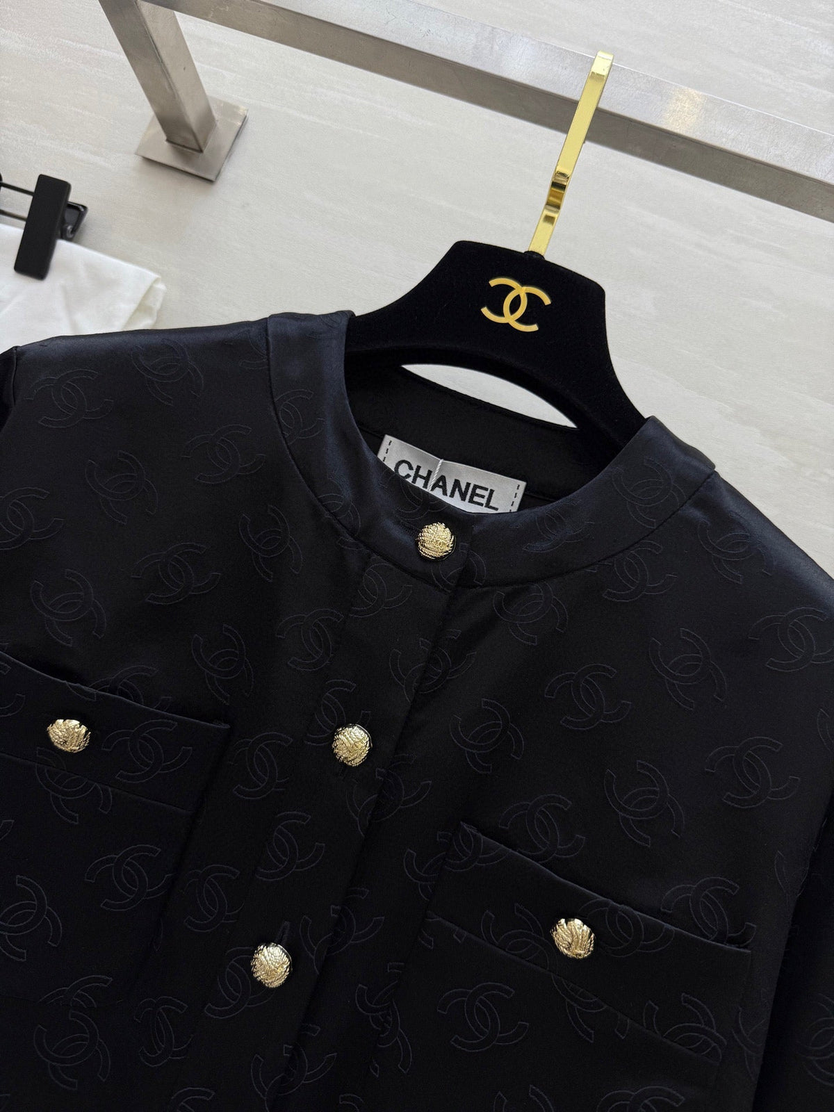 CC 25 3D Jacquard Silk Black Jacket