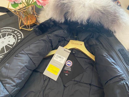 Canada Goose Children Jacket Wolf Fur Black Polyester Cotton