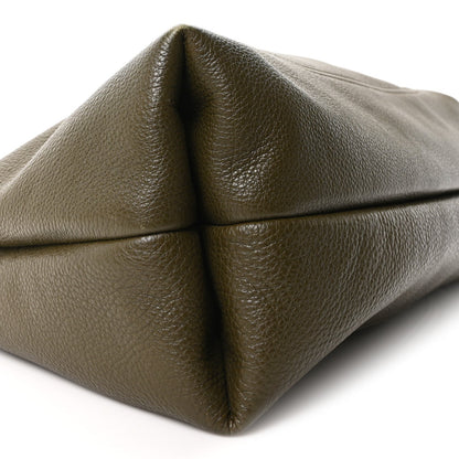 Grained Calfskin Softbit Maxi Shoulder Bag Forest Green