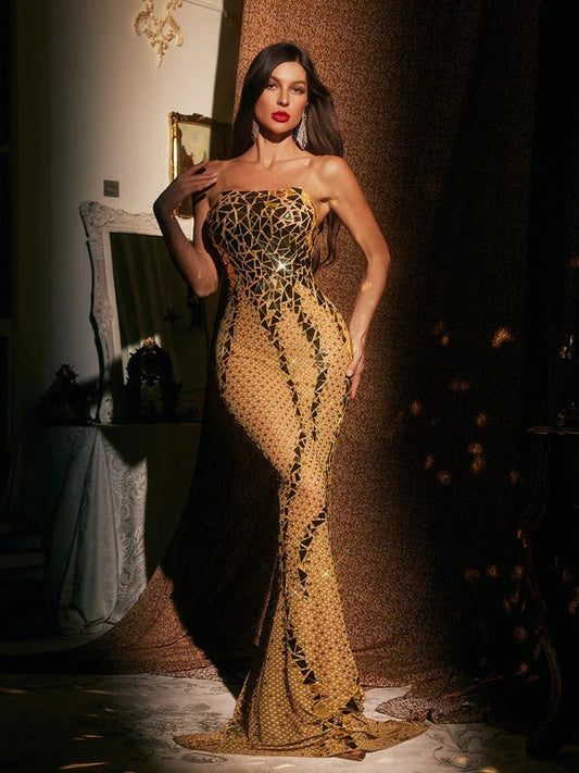 Aeris Acrylic Split Maxi Dress