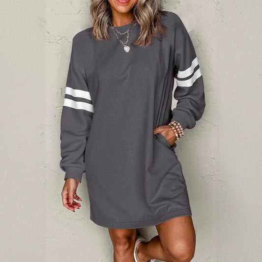Drop Shoulder Loose Fit Round Neck Dress