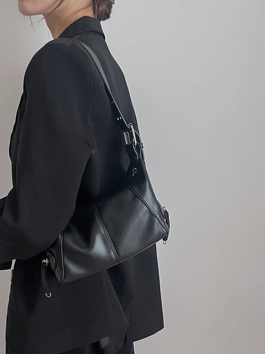 Buckle Solid Color Zipper Armpit Bags