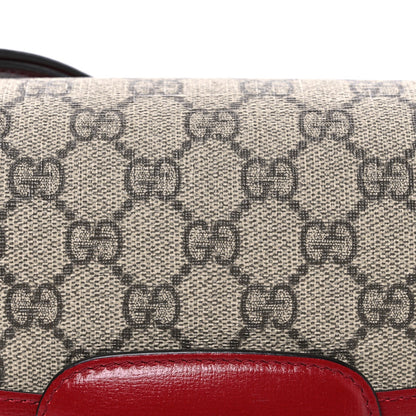 GG Supreme Monogram Azalea Calfskin Horsebit 1955 Shoulder Bag Beige Ebony New Cherry Red