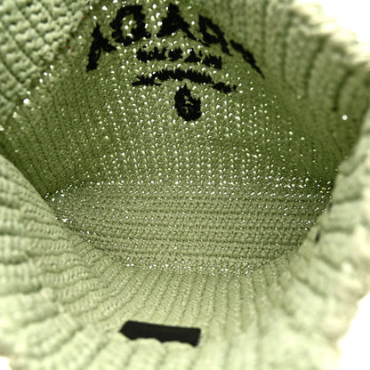 Yarn Raffia Effect Crochet Small Logo Tote Acqua