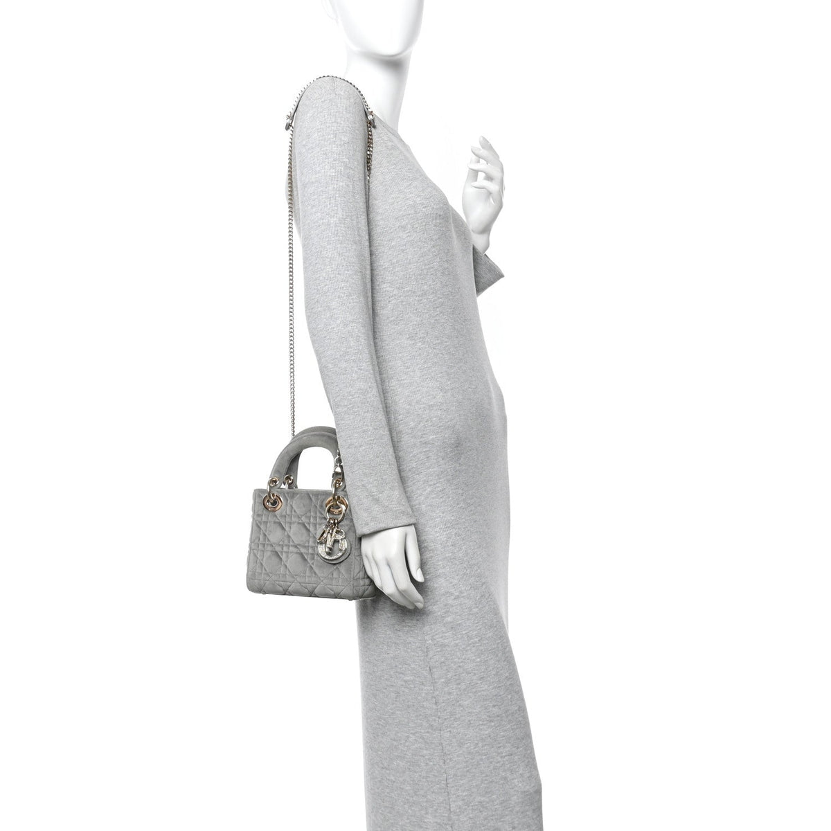 Velvet Mini Lady Dior Gray