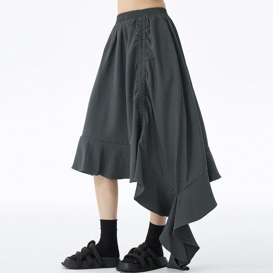 Asymmetrical High-Waisted Midi Skirt