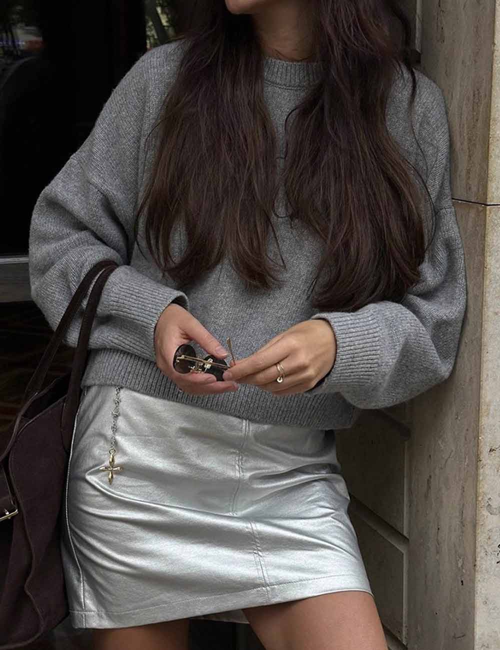 Winter Thick Round Neck Solid Color Crop Sweater