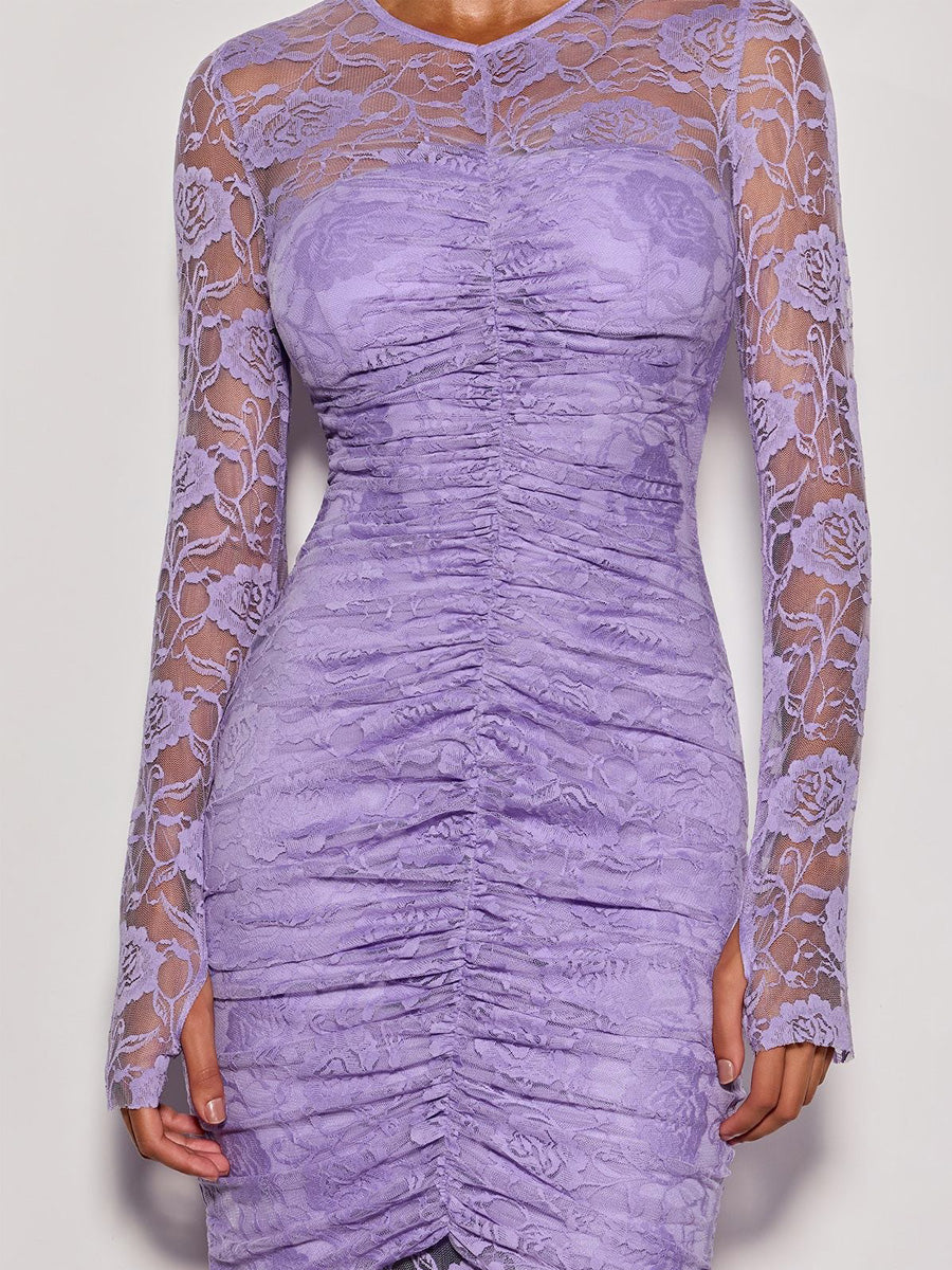 Nora Lace Ruched Mermaid Maxi Dress