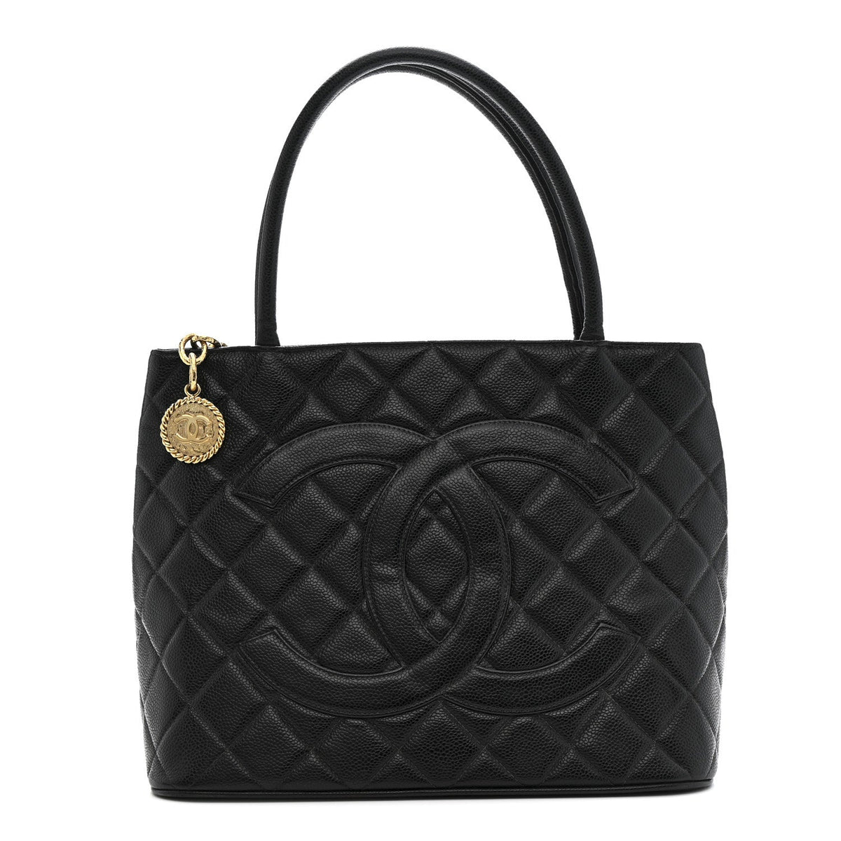 Caviar Quilted Medallion Tote Black