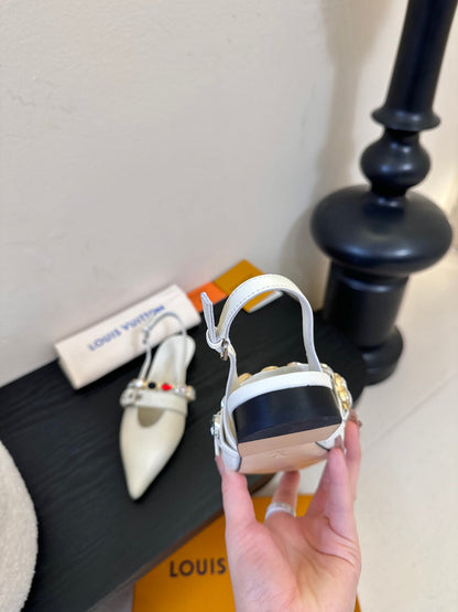 LV Vibe Slingback Flat Off White Cowhide 580336