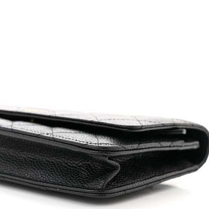 Caviar Quilted Wallet on Chain WOC Black