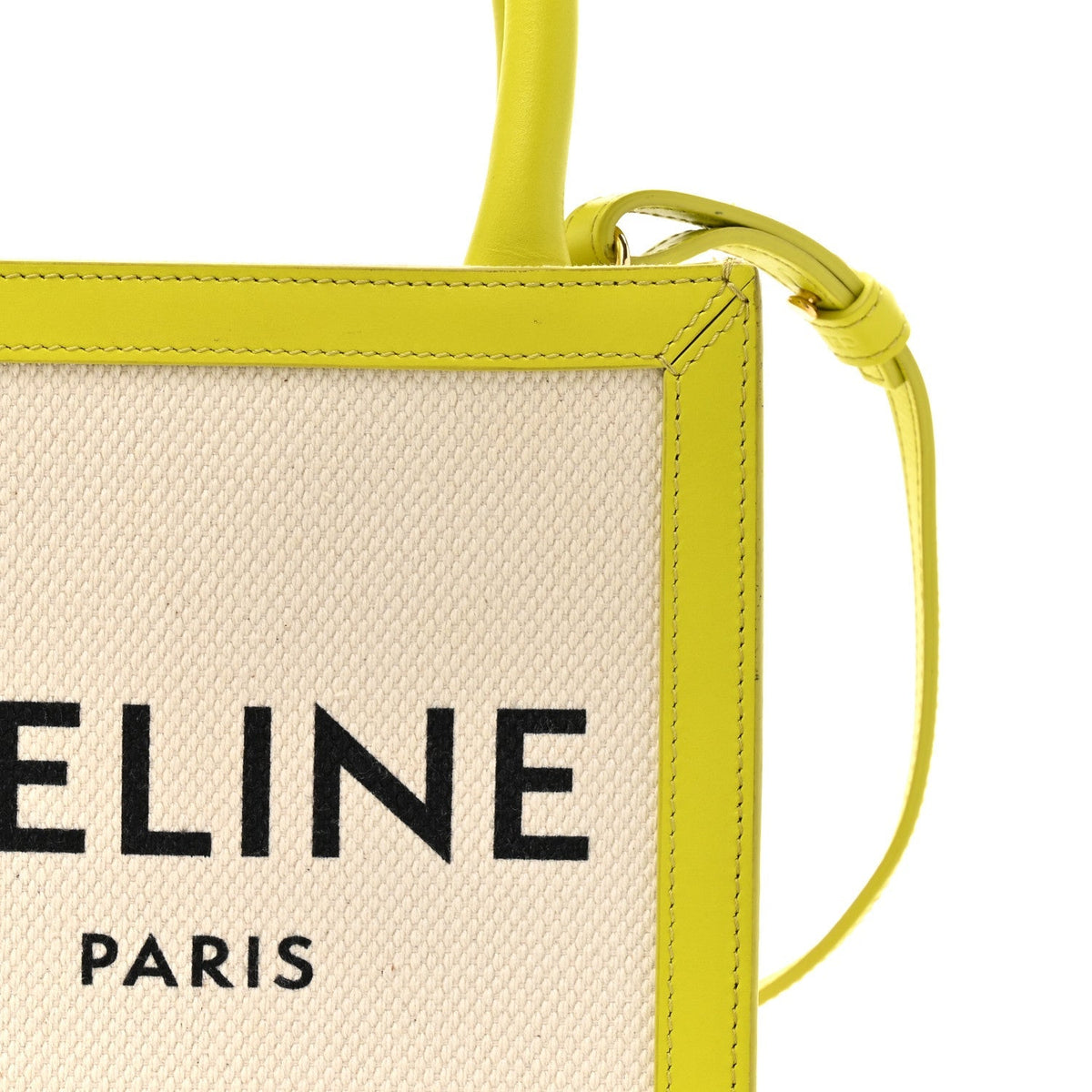 Canvas Calfskin Mini Vertical Cabas Neon Yellow