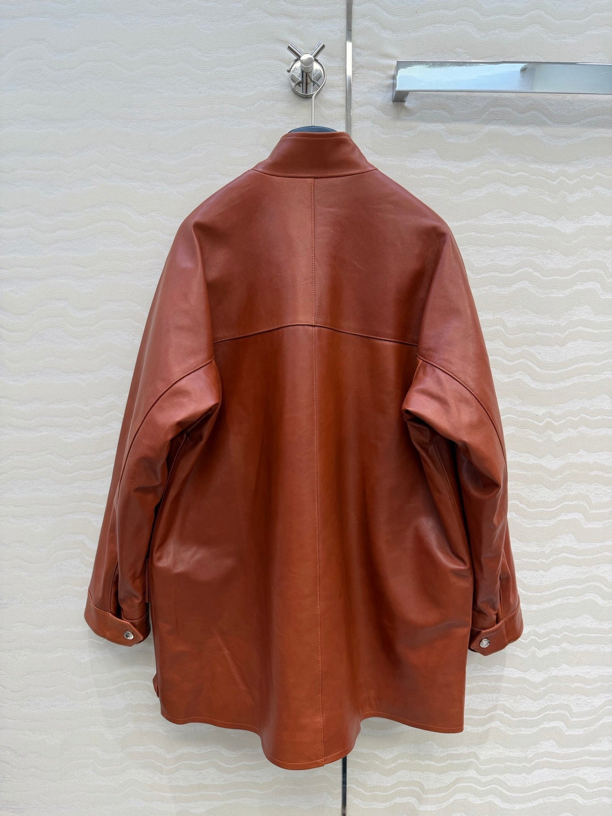 Prada 26S Biker Jacket Long Camel Leather Lambskin 341248