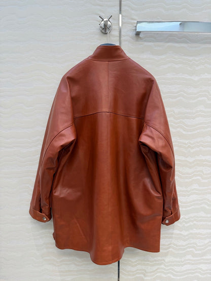 Prada 26S Biker Jacket Long Camel Leather Lambskin 341248